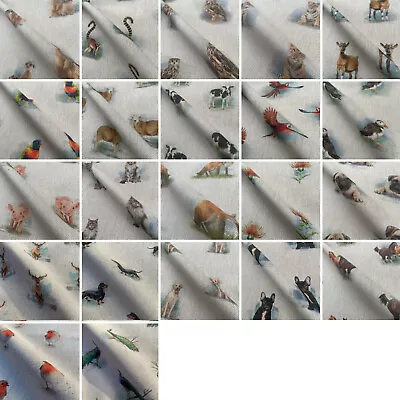 £5.79 • Buy Animals Digital Print Cotton Linen Fabric Material For Craft Curtain Patchwork
