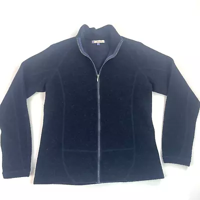 Ibex New Zealand Merino Wool Full Zip Jacket Womens Large USA Dark Blue Long Slv • $68.97