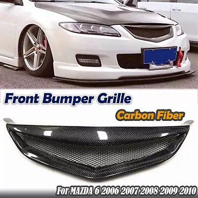 Front Hood Radiator Grille For 2006 2007 2008-2010 Mazda 6  Black Carbon Fiber • $118.15