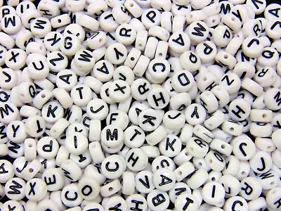 500 X 7mm White Alphabet  Letter Beads Round Jewellery Kids Beading D96 • £4.95