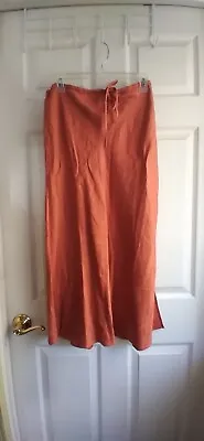 MADEWELL Size 14 New~ Skirt  Linen & Lyocell Tie Waist New W/Tag Orange • $24.36