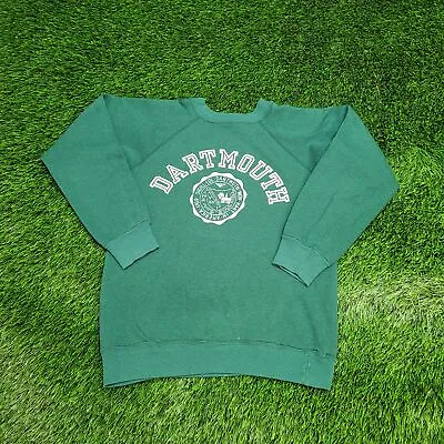 Vintage 80s Champion X Dartmouth College Sweatshirt S Faded Green Spellout Arch • $99.25