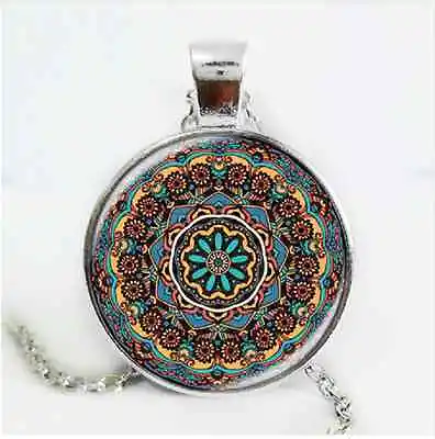 Kaleidoscope Pendant Necklace Psychedelic Art Indian Mandala Om Hippy Buddhist • $15.18