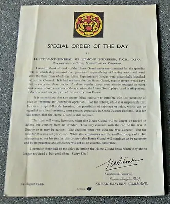 £2.99 • Buy 1944 WWII Home Guard Special Order Of The Day