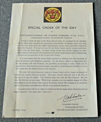 £2.99 • Buy 1944 WWII Home Guard Special Order Of The Day