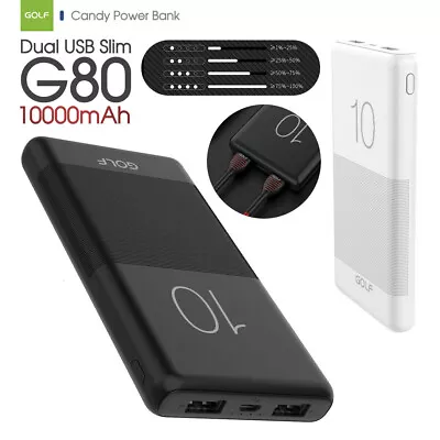 $17.49 • Buy 1X G80 10000mAh Candy Dual USB Slim 2.1A Charge Power Bank For Mobile Phone AU