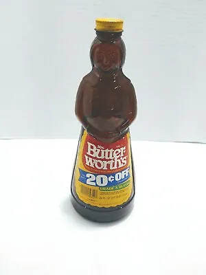 Vintage Mrs. Butterworth's Syrup Brown Glass Bottle Metal Cap Lid Empty 24 OZ  • $12.50