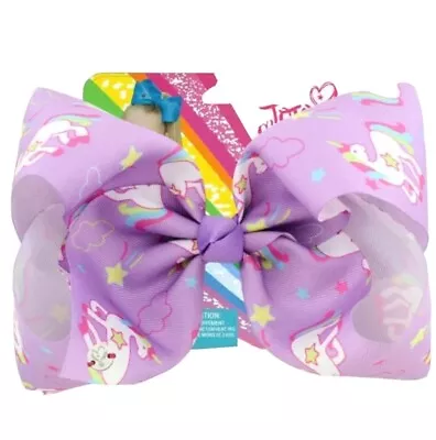 $10.16 • Buy LATEST! Jojo Siwa Bow Large 8  Bow Birthday Gift, Rainbow Unicorn Pattern Lilac 