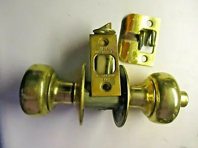 Yale USA 1930s Privacy Knob Set Bright Brass Reversible 2-3/8  Setback Vtg MCM • $59.90