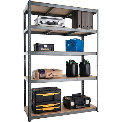 Heavy Duty 71 H Shelf Unit Garage Metal Storage 5 Level Shelves Rack Steel & MDF • $68.99