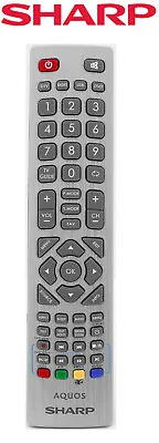 Genuine Sharp Aquos Silver Remote Control For 3D LED LCD HD Freeview PVR/DVD TVs • £9.99