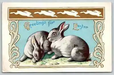 Rabbits With Bunny Border~Art Nouveau~Antique Easter Postcard~h-57 • $9.99