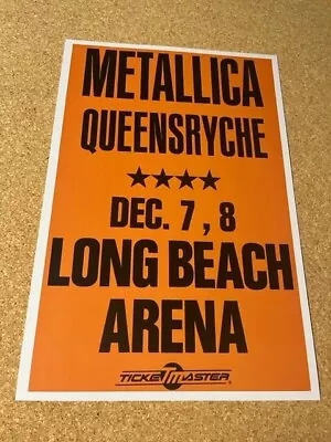 Metallica Queensryche 1988 Cardstock Concert Promo Poster Tour 12 X18  • $8.99