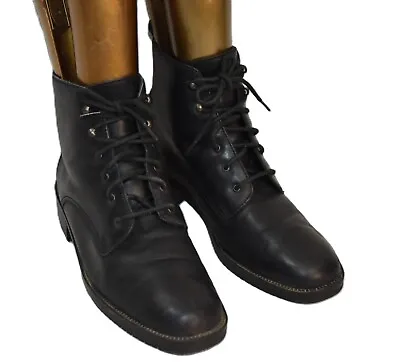 White Mountain Boots Black Lace-Up  Size 8.5  Leather Vintage • $27.99