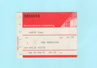 Van Morrison Concert Ticket Stub Utrecht Netherlands Hymns To The Silence Tour • $24.95