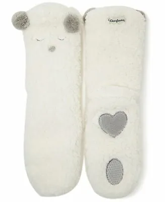 Dearfoams Women's Novelty Animal Bunny Flurry Slipper Sock Cream S/M • $19.24