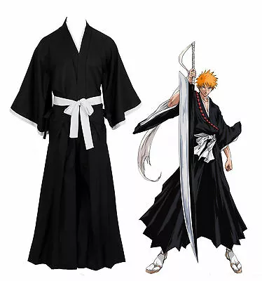 Bleach Kurosaki Ichigo Robe Cloak Coat Japanese Anime Cosplay Halloween Costume • $32.99