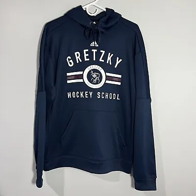 Adidas Wayne Gretzky Hockey School #99 Climawarm Navy Blue Hoodie Mens Large L • $75