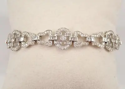 3Ct Round Cut Moissanite Vintage Art Deco Tennis Bracelet 14K White Gold Plated • $186.29