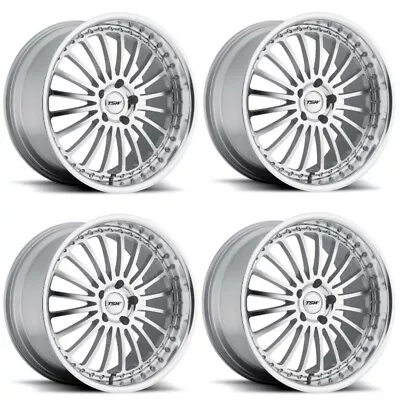 Set 4 TSW Silverstone 18x8 5x4.5 Silver W/ Mirror Cut Face & Lip Wheels 18  40mm • $1184