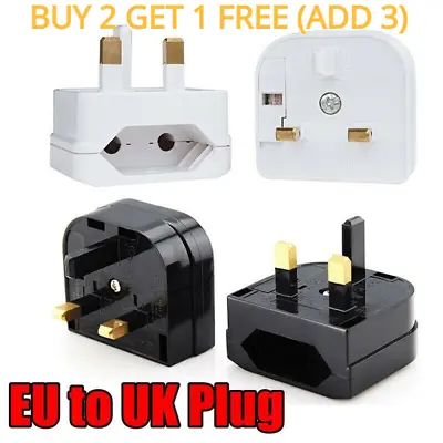 £3.99 • Buy EU European Euro Europe 2-Pin To 3-Pin UK Travel Plug Socket Converter Adapter