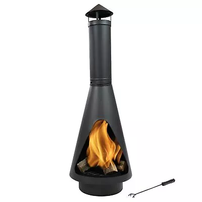 Steel Wood Burning Open Access Chiminea With Poker - 56 In By Sunnydaze • $289