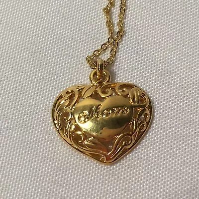  Mom  Heart Necklace / Costume Jewelry / Gold Tone / 24  Chain • $6.99