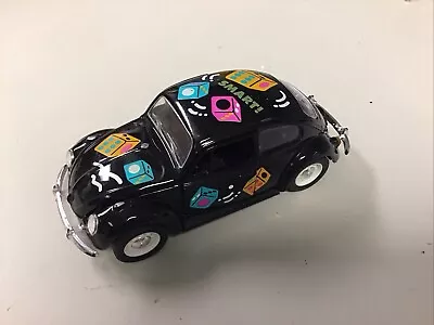 Preowned Classic Volkswagen Beetle Black Flower Power Pull Back Action Diecast • $12