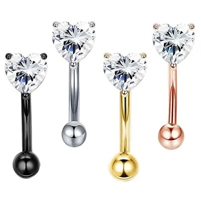 Double Crystal Navel Bar Belly Ring Rosegold 316L Surgical Steel Cubic Zirconia • £3.99