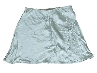 H&M  Waist Green Mint Satin Mini Skirt Size Small • $10
