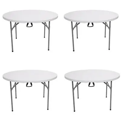 48  Round White Plastic Banquet Event Folding Table Diner Desk For Family Party • $303.99