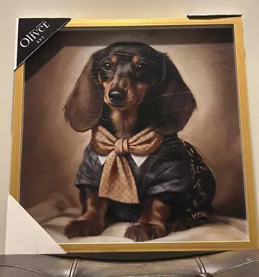 NEW! Oliver Gal Dachshund Dog LOUIS VUITTON Framed Luxury Wall Art 16  X 16  • $89.99