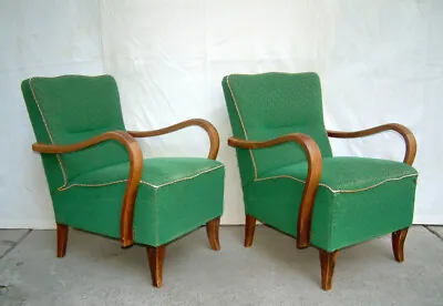 Pair Of Art Deco Armchairs Club Cocktail Chairs. Antique Vintage Halabala 1920. • $739.79