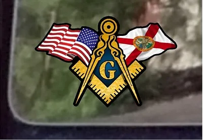 ProSticker 044 (One) 3  X 5  American Florida Flags Masonic Decal Sticker USA • $7.95