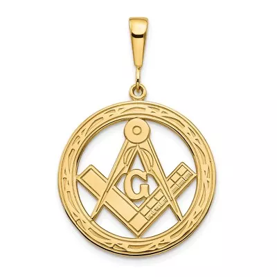 14k Polished & Textured Large Masonic Symbol Pendant • $354.08