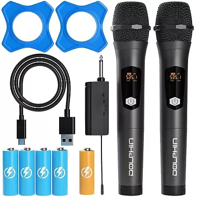 DOLPHIN MCX20 Dual Wireless Microphone +2 Handheld Mic's +Rechargeable Receiver • $36.88