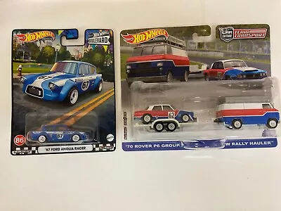 Hot Wheels Team Transport/Boulevard- '70 Rover P6 Group 2 + '67 Ford Anglia • $43