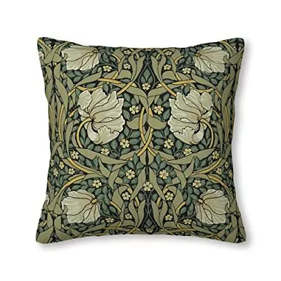 William Morris Green Vintage Floral HD Velvet Throw Pillow 18 X 18 White 9 • $19.84