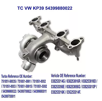 $330 • Buy Diesel Turbo KP39 54399880022 For 02-12 Audi/VW Jetta Passat 1.9L 1.9 TD TDI