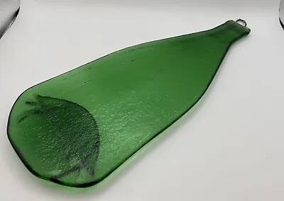 Melted Green Flat Wine Glass Bottle Spoon/Utensil Rest W/Hanger 12.5” • $7