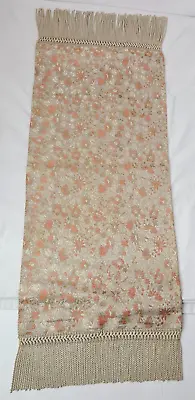 Vintage Japanese Woven Silk Brocade Fringed Table Runner Kawashima Textile Kyoto • $42.99