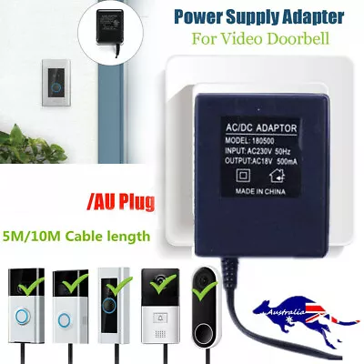 5/10Meter Video Ring Doorbell Power Supply Adapter Transformer 18V 500mA AU Plug • $17.99