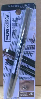 Maybelline New York Express Brow 2-in-1 Pencil Powder Crayon 260 Deep Brown • $8.49