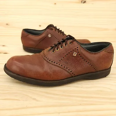 VTG FootJoy Men Golf Shoes Saddle 10 D Brown Leather Oxford Classic NEED RESOLE • $19.95