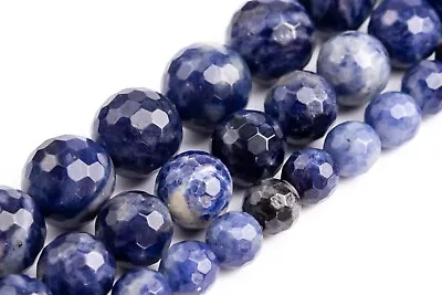 Natural African Sodalite Beads Grade AA Micro Faceted Round Loose Beads 6/8/10MM • $7.01