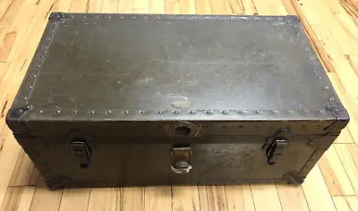 Vintage Belber Trunk & Bag Company 1940 Military Foot Locker Trunk WW2 Contents • $250