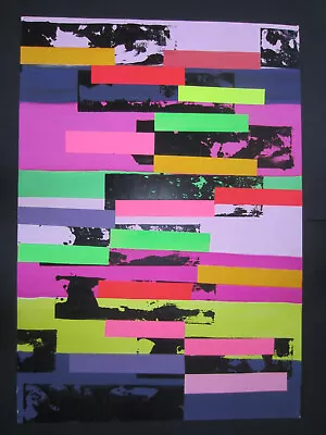 Modern Art Original Abstract Painting Collage Neon Style Fashion Vogue • £950