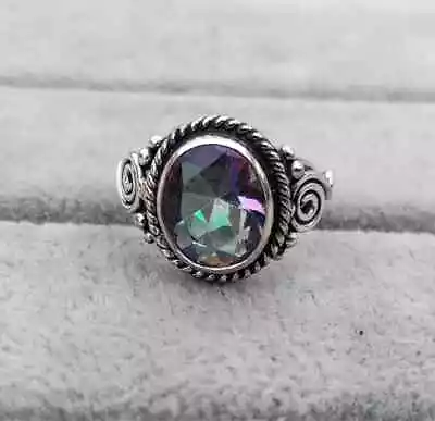 Mystic Topaz Ring 925 Sterling Silver Band Ring Statement Ring All Size HM183 • $10.40