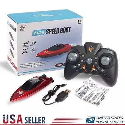 Mini RC Boats 2.4G High Speed Racing Boat 4CH Remote Control W/ LED Light Toy US • $17.50
