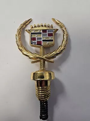 OEM Vintage Gold Cadillac Crest Wreath Round Base Hood Ornament Emblem • $90